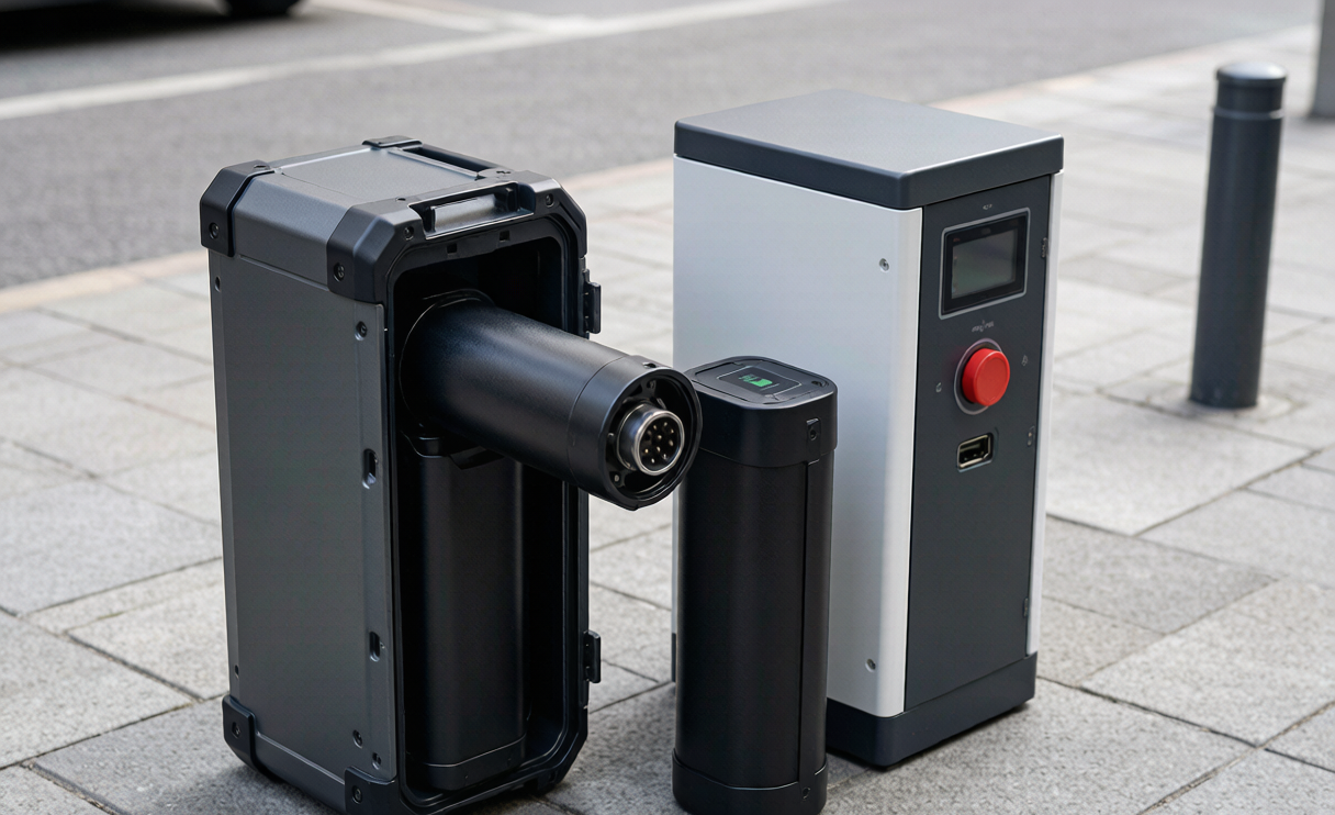 Battery solution for e-mobility sharing fleet with swappable lithium pack and street-side swap cabinet