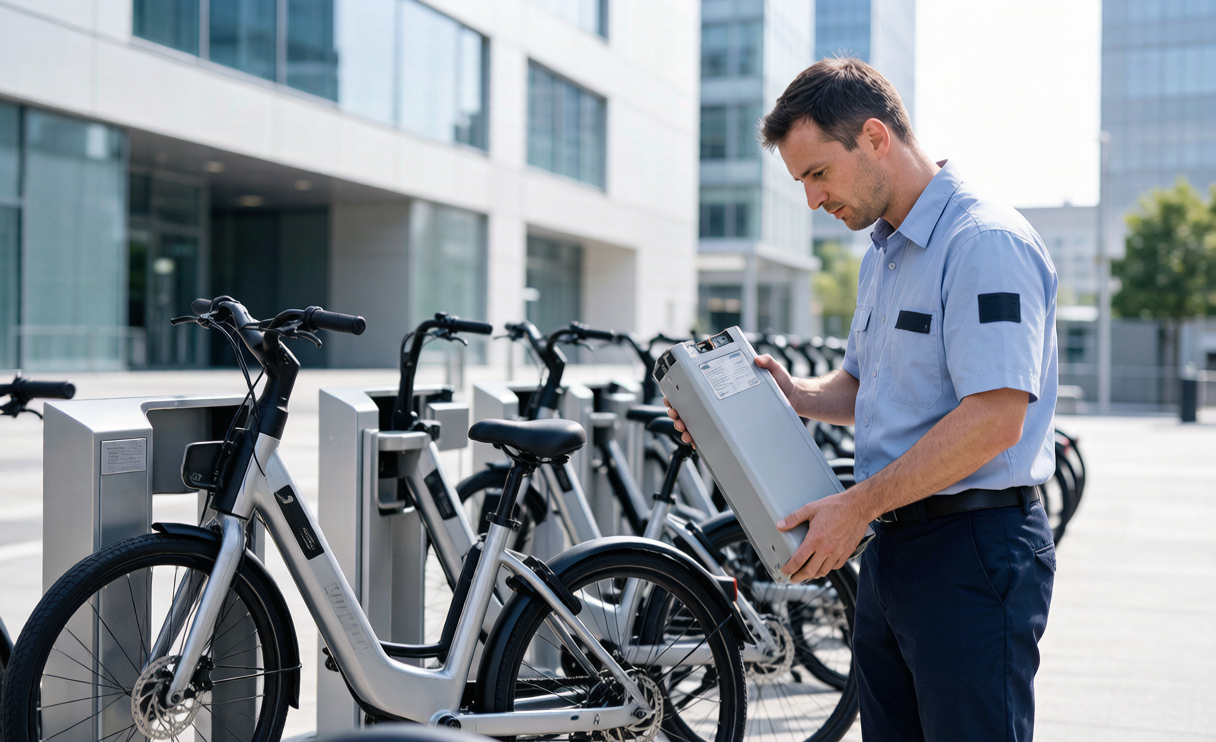 Sodium-ion battery pack for an e-bike fleet charging station