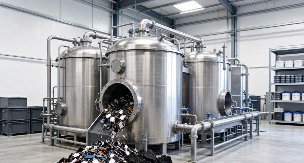 Lithium battery recycling facility recovering critical materials from black mass