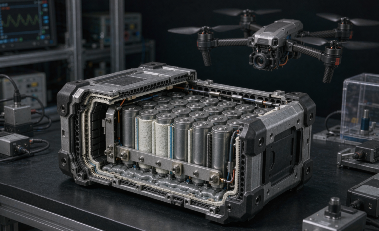 Drone Battery Design for Inspection UAVs: Engineering Crash-Survivable Packs for Hard-Landing Sites