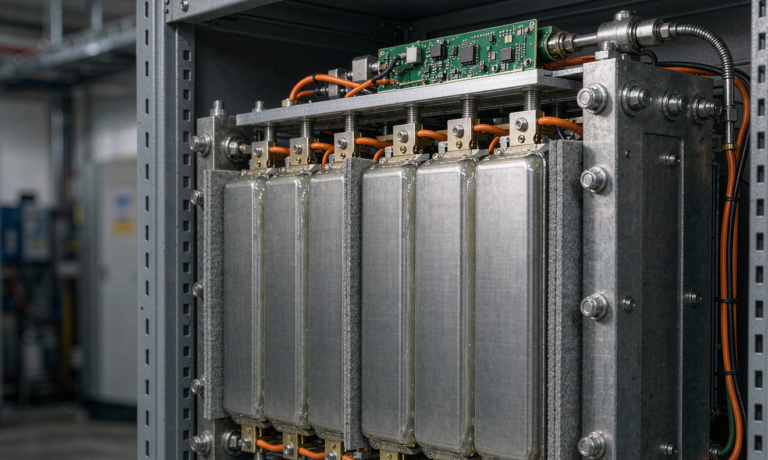 Semi-Solid State Battery Design for Storage: Rack-Level Thermal Runaway Barriers, Aerosol Suppression Sizing, and Grid-Forming Inverter Integration
