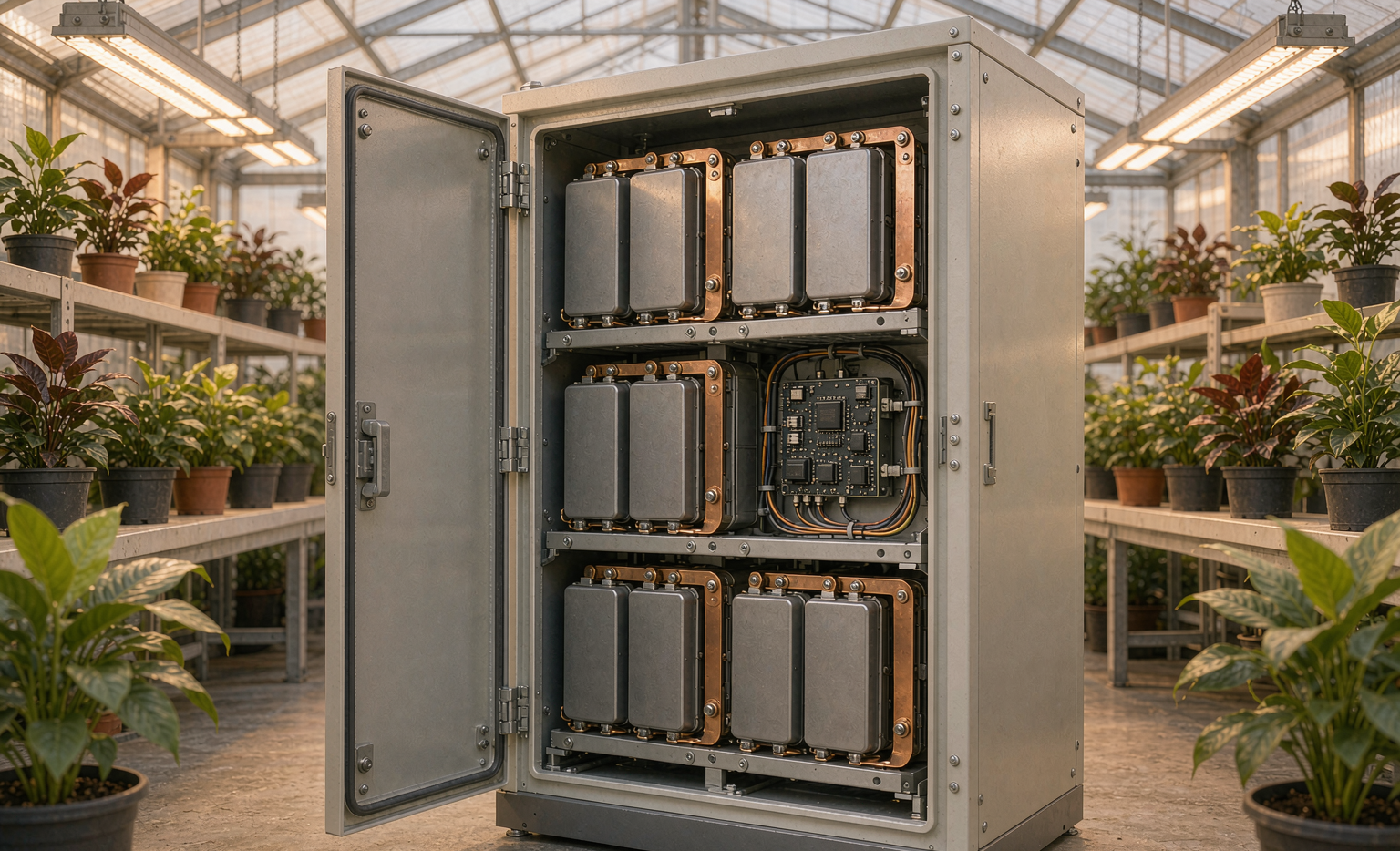 Sodium-ion battery for greenhouse and horticulture climate control system