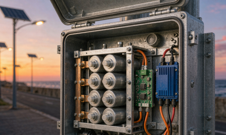 Sodium-Ion Battery Design for Street Lights: Cold-Start Charge Acceptance at -20 C, LED Driver Dimming Profiles, and 10-Year Coastal Corrosion Budgeting