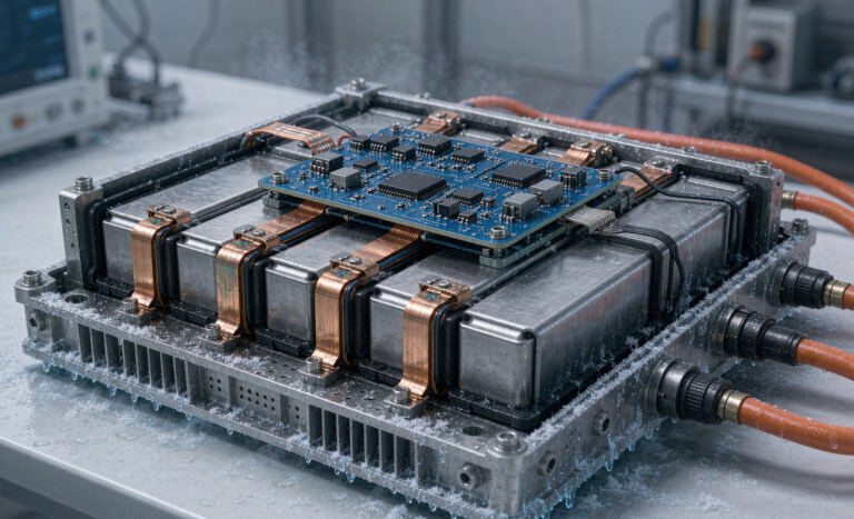 Semi-solid state battery low temperature performance in a cold environment with frost on the enclosure