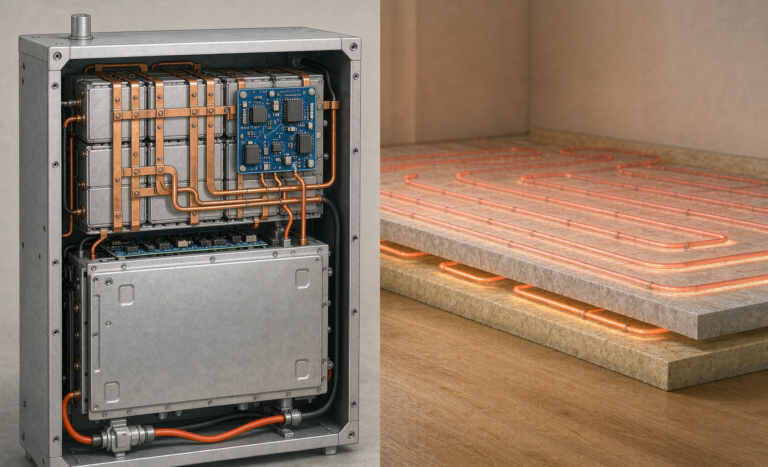 Home energy storage for radiant floor heating