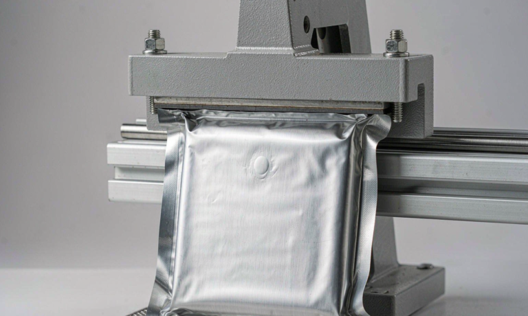 semi-solid state battery pouch heat sealing and degassing process